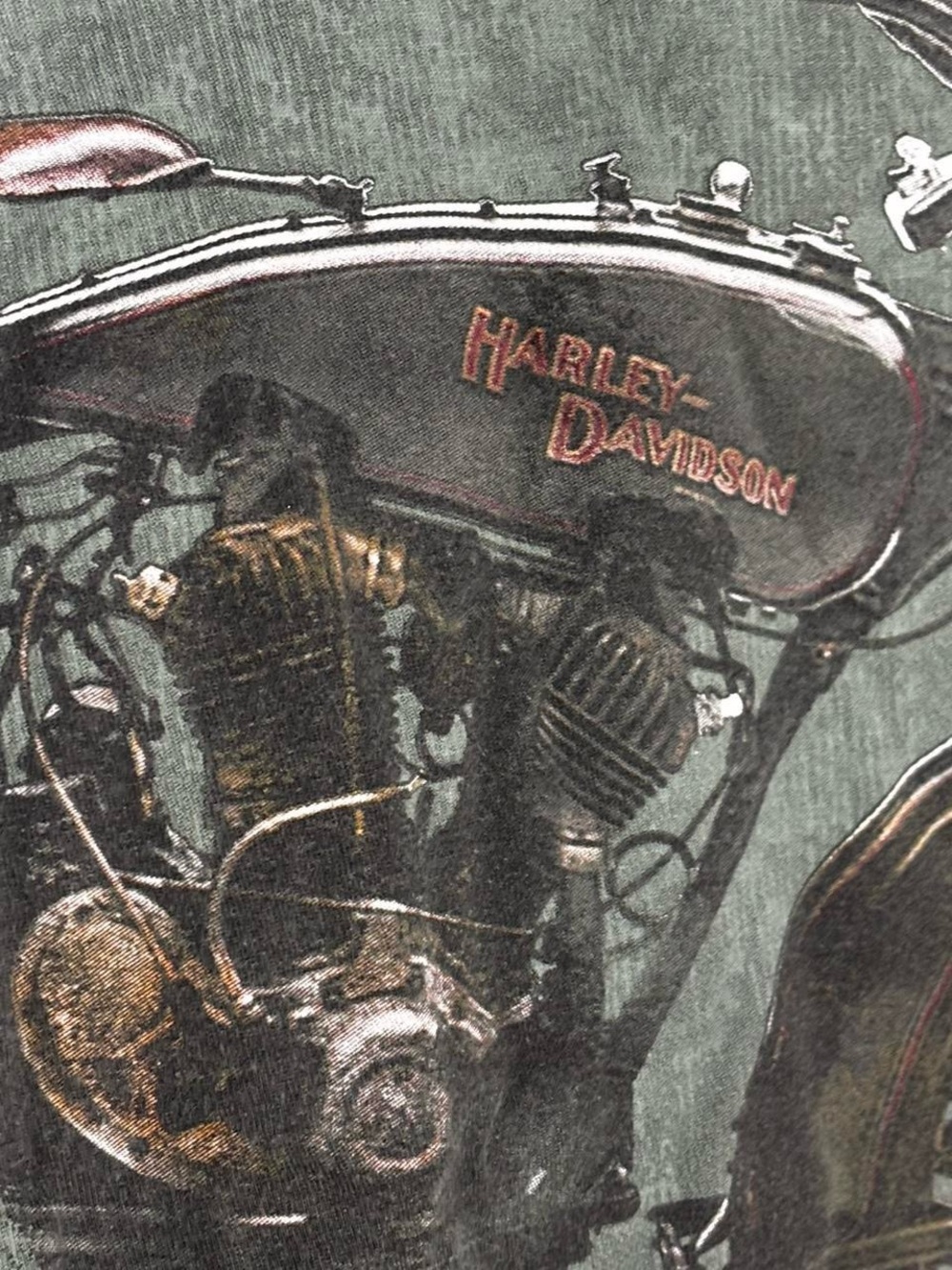 Harley-Davidson Vintage Motorcycle Graphic Tee - Olive Mens XXL